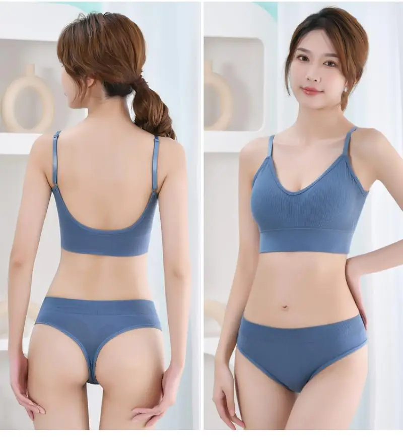 

Women's Sexy U-Shaped Beautiful Back Underwear Set Push Up Wireless Ribbed Tank Top Erotic Backless Lingerie Sleeveless Camisole