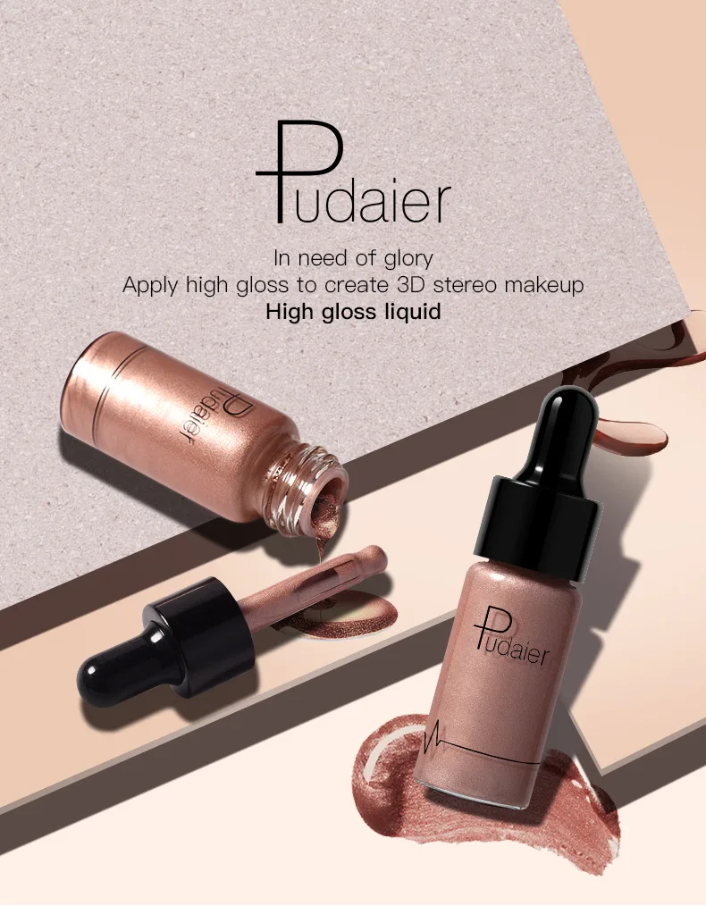 Pudaier Liquid Face Highlighter Makeup Brightener Bronzer Luminous Shimmer Glow Creator Concealer Long-lasting Highlighter Crea images - 6