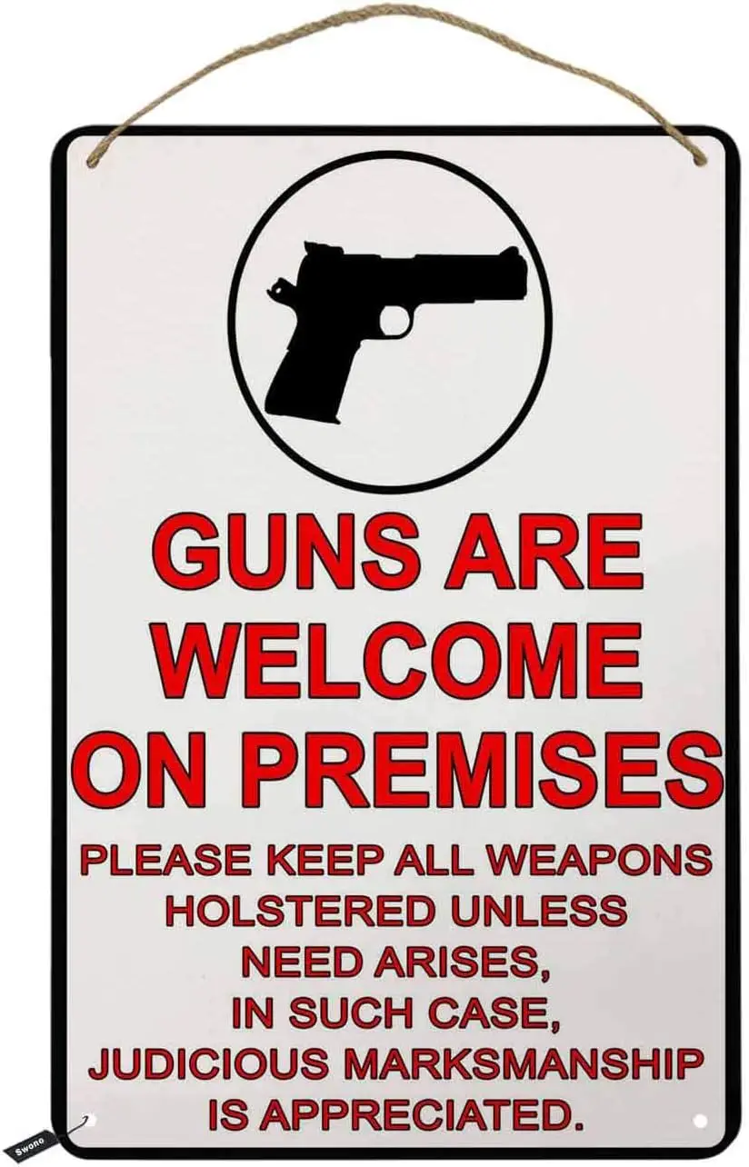 Swono Guns re Wcome on Premses Tn Sgns Vntge Metl Sgn для мужчин и женщин Wll Decor for Brs Resturnts Cfe Pubs 12x8 nch