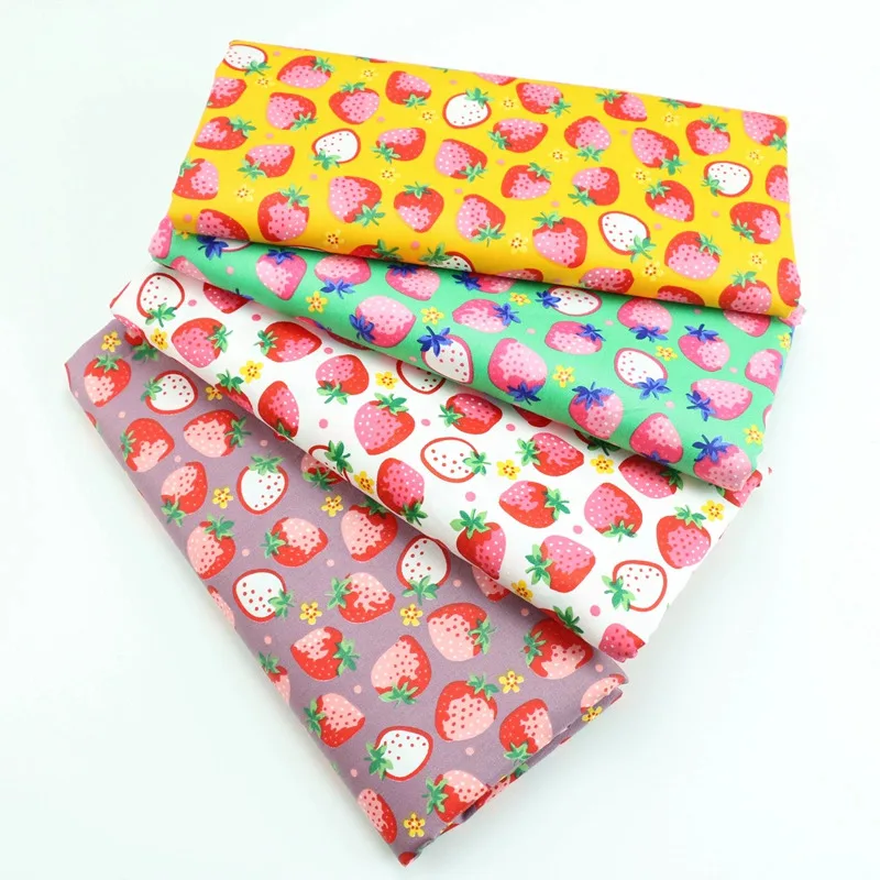 Хлопковая лоскутная ткань с принтом клубники 100% хлопковая саржевая сделай сам