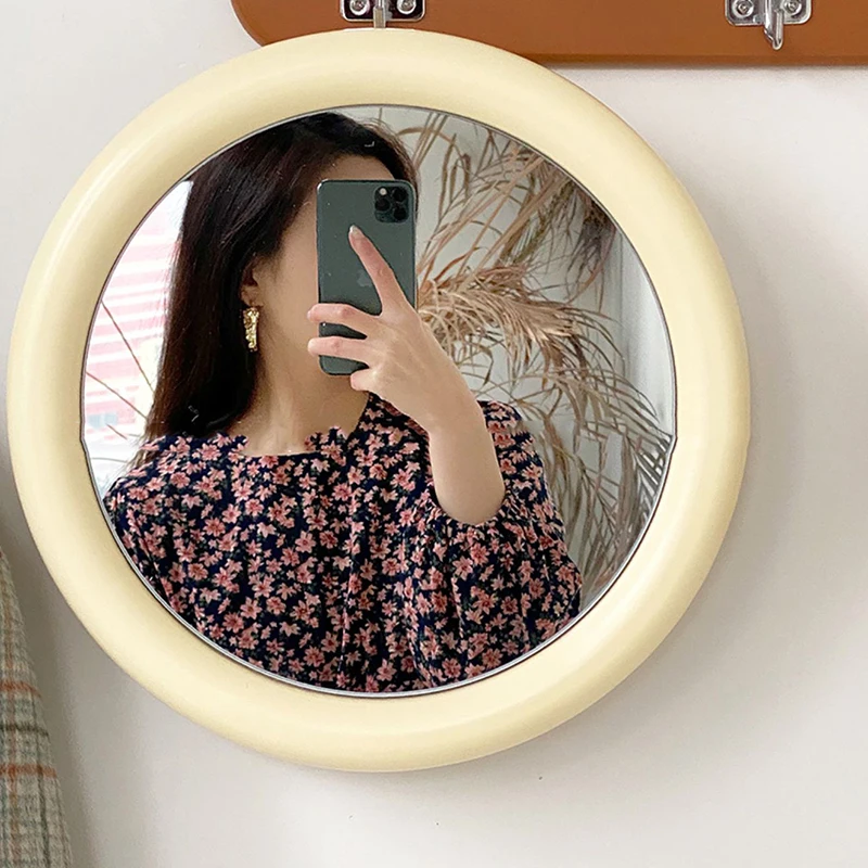 

Round Decorative Wall Mirrors Aesthetic Korean Novel Luxury Bathroom Mirror Bedroom Makeup Nordic Miroir Mural Decoration Home