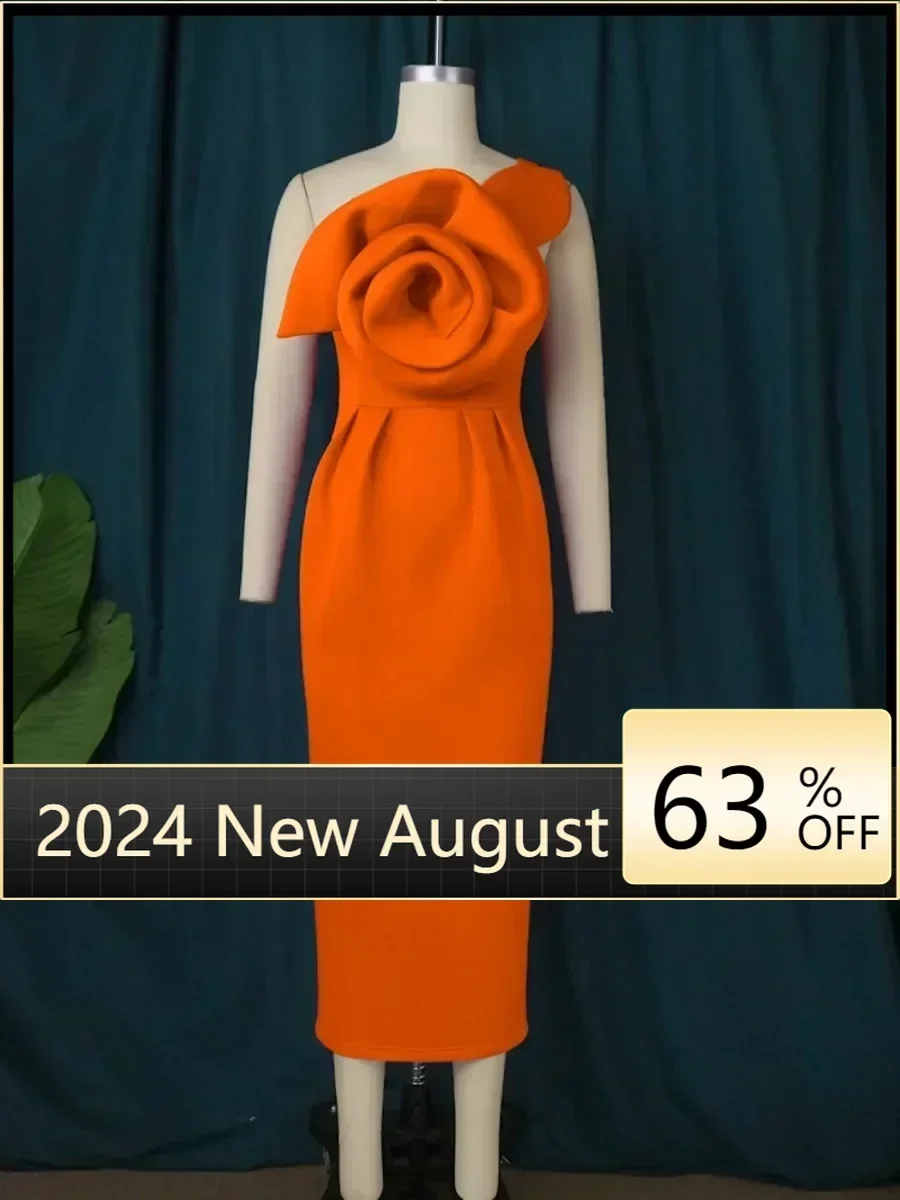 Вечернее платье фуксии на одно плечо с цветочным принтом