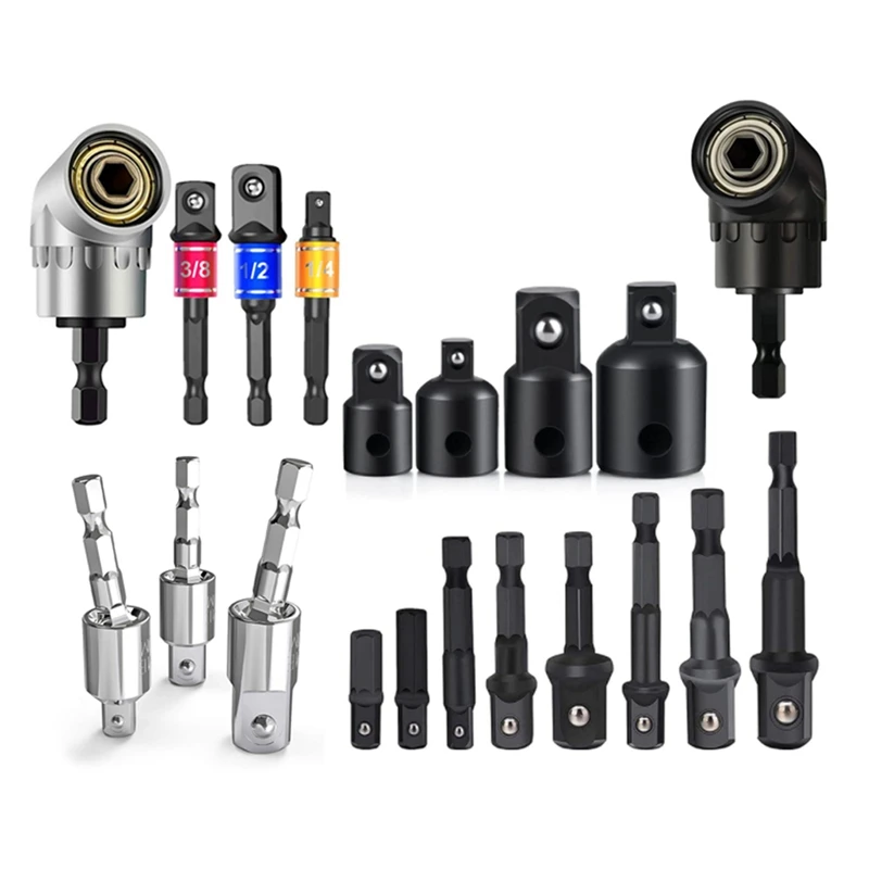 

Drill Socket Adapter Converter For Impact Driver 105° Right Angle Drill Attachment Bit Socket Adapter And Reducer Set