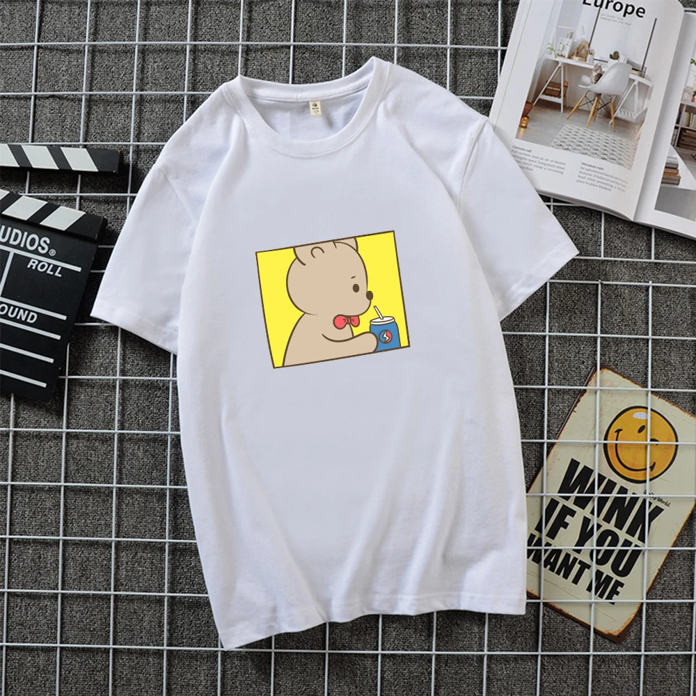 Летняя футболка для мужчин и женщин с принтом медведя роббита хлопковые футболки