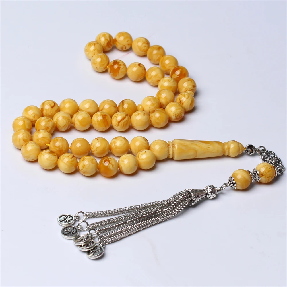 Фото Мусульманский Янтарный Розарий Tasbih, материал из смолы, мусульманские молитвенные четки, модные ювелирные изделия ручной работы, Misbaha Sibaha ... №1