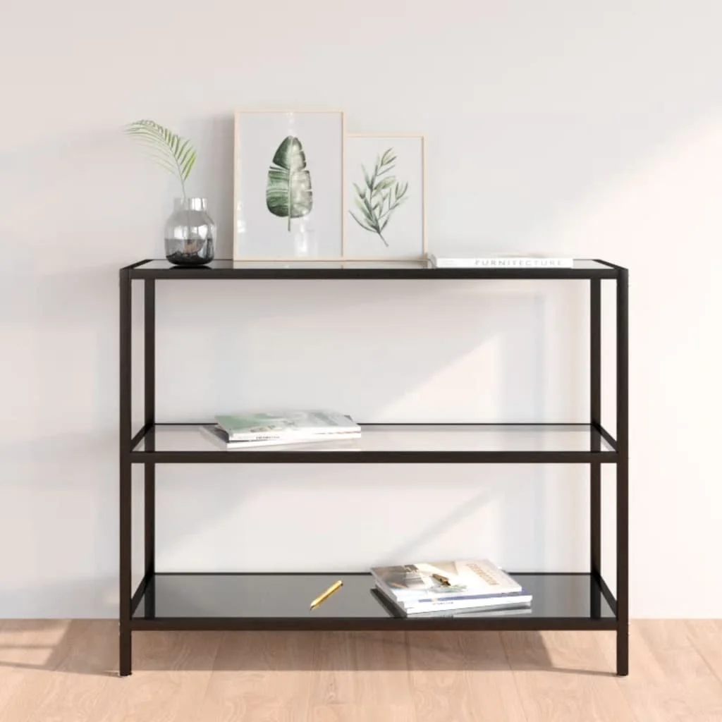 

Console Table, Tempered Glass & Steel End Table, Side Table, Bedrooms Furniture Black and Transparent 100x36x90 cm