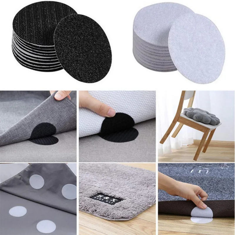 

Wholesale Dots Sticky Self Adhesive Fastener Tape Back Hook Loop DIY Carpet Anti Slip Mat 60mm 40mm Hook and Loop Interlocking