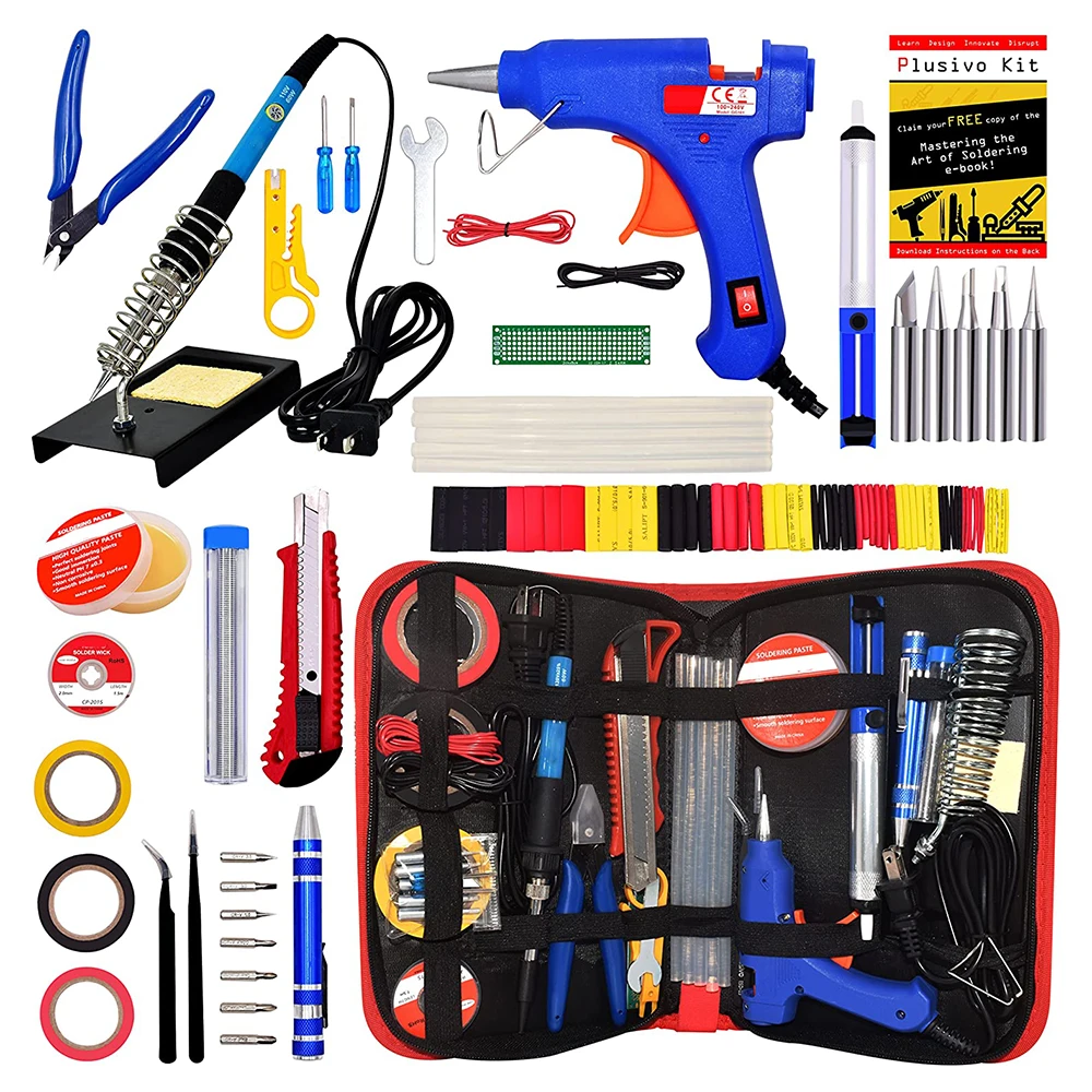 

60W Digital Electric Soldering Iron Kit Set Temperature Adjustable 220V 110V Welding Tool Ceramic Heater Soldering Tips Rework