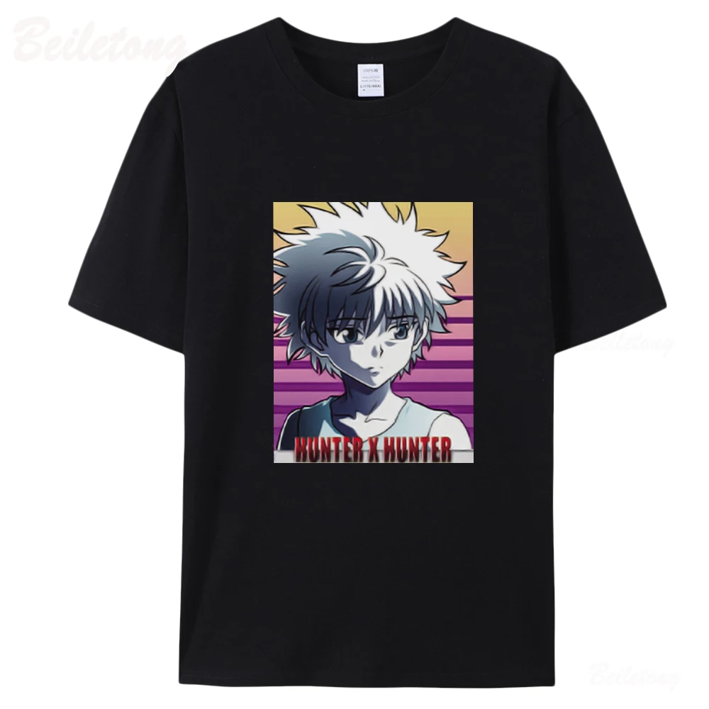 

Женская футболка с коротким рукавом Hunter X Hunter Zoldyck Killua and Gon из 100% хлопка с японским аниме мультяшным принтом, летние женские топы, уличная одежда