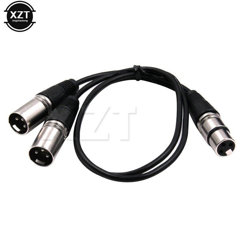 50cm 3-pin XLR 1 Male to 2 Female Audio Extension Cable Micr
