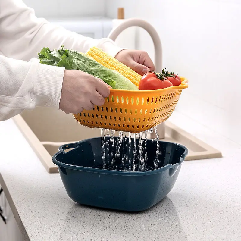 

[Six-piece Set] Fruit and Vegetable Cleaning Filter Sink Kitchen Waste Kitchen Utensils Storage Drain Hanging Basket