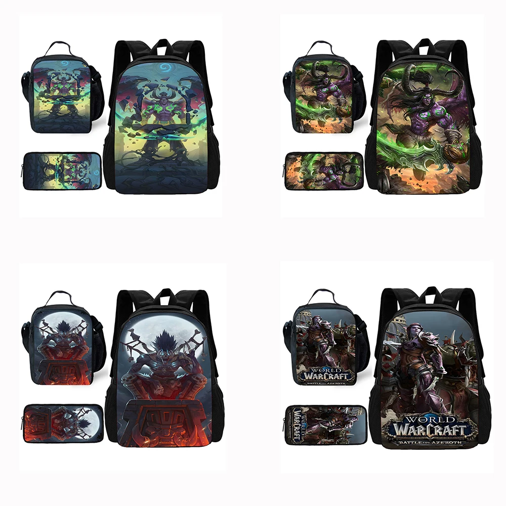 Детский Школьный рюкзак W-World of Warcrafts с сумками для обедов пеналами Женский лучший
