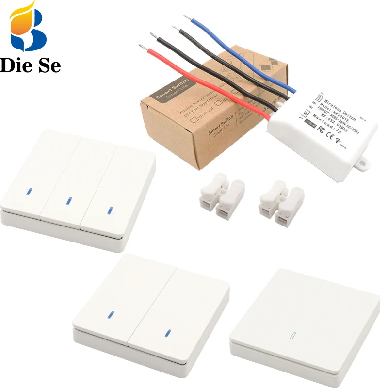Универсальный беспроводной переключатель 433 МГц, умный Lmap/светодиодный/контроллер освещения Diese AC85V ~ 265V RF релейный приемник и настенный переключатель