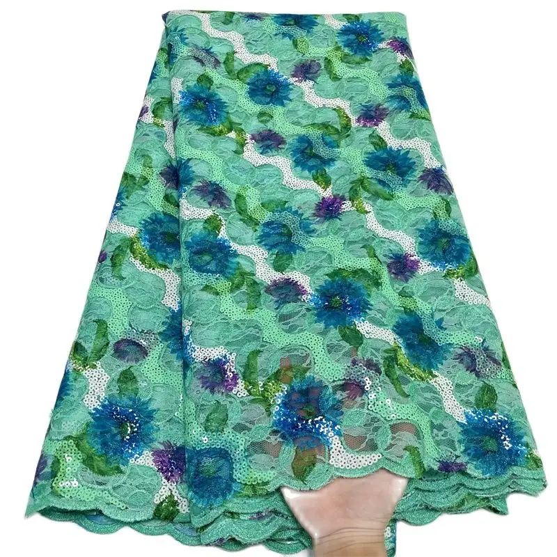 Новейший дизайн нигерийская сетчатая кружевная ткань африканские блестки