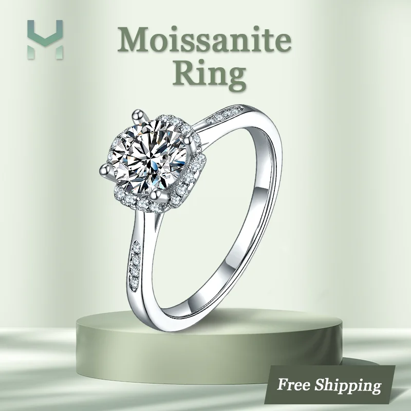 

Classic Golden Years 925 Silver High Clarity D Color VVS1 Laboratory-Created Original Moissanite Diamond Ring For Women