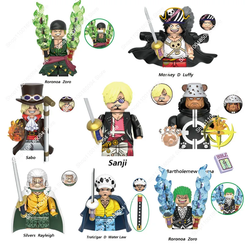 Горячие игрушки новые строительные блоки ONE PIECE Monkey D Luffy Roronoa Zoro Sanji Sabo серебряные