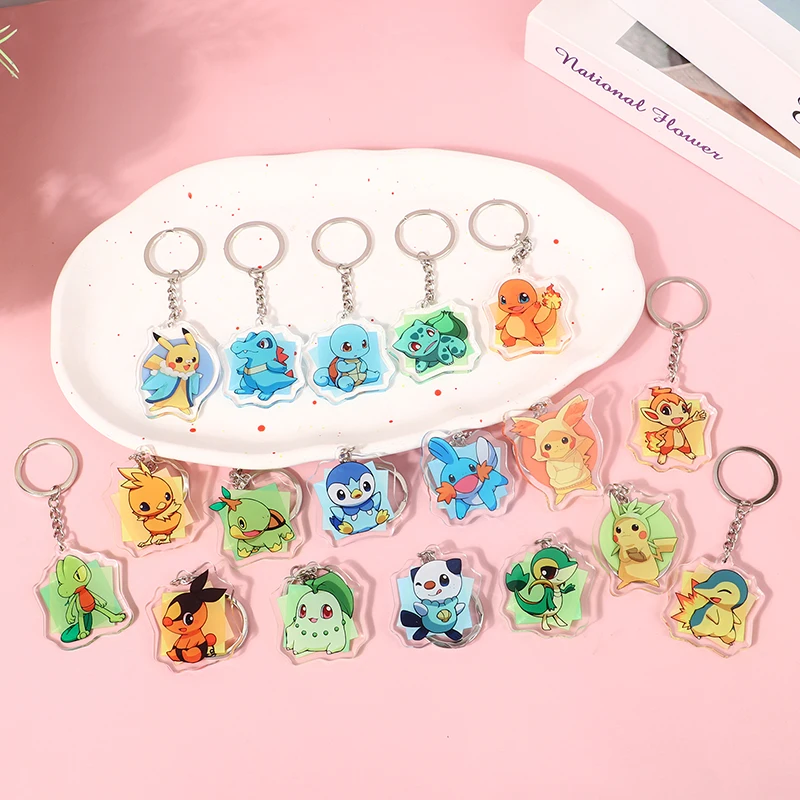 

1Pc Anime Pokemon Acrylic Keychain Pikachu Squirtle Charmander Cartoons Keyring Kawaii Cosplay Backpack Pendant Key Chain