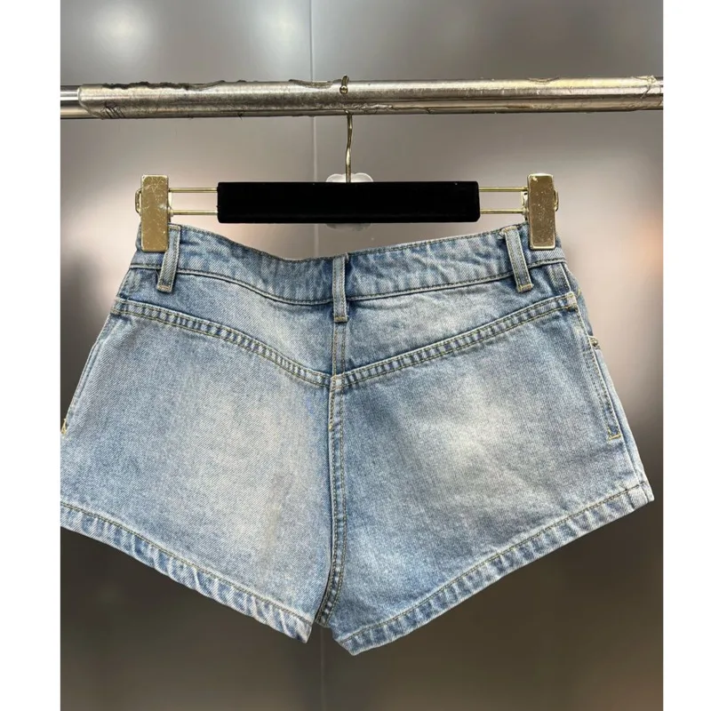 2023 Summer One Button Zipper Decoration Short Spicy Street Trendy Denim Shorts