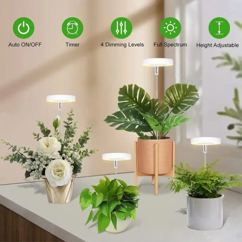 

LED Grow Light Full Spectrum Plant Growth Light USB 5V Height Adjustable Dimmable Growing Lamp with Timer for Indoor Plants Herb