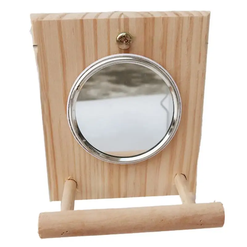 

Bird Parrot Mirror Toy Smooth Small Birds Hang Mirror Parrot Toy Funny And Cute Wooden Pet Toy Mirror