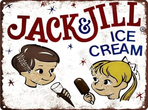Металлический знак для мороженого Jack and Jill 9x12 дюймов A891