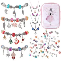 diy charm bracelet necklaces jewelry making kit with crystal beads glass beads bracelets pendant charm for women jewelry