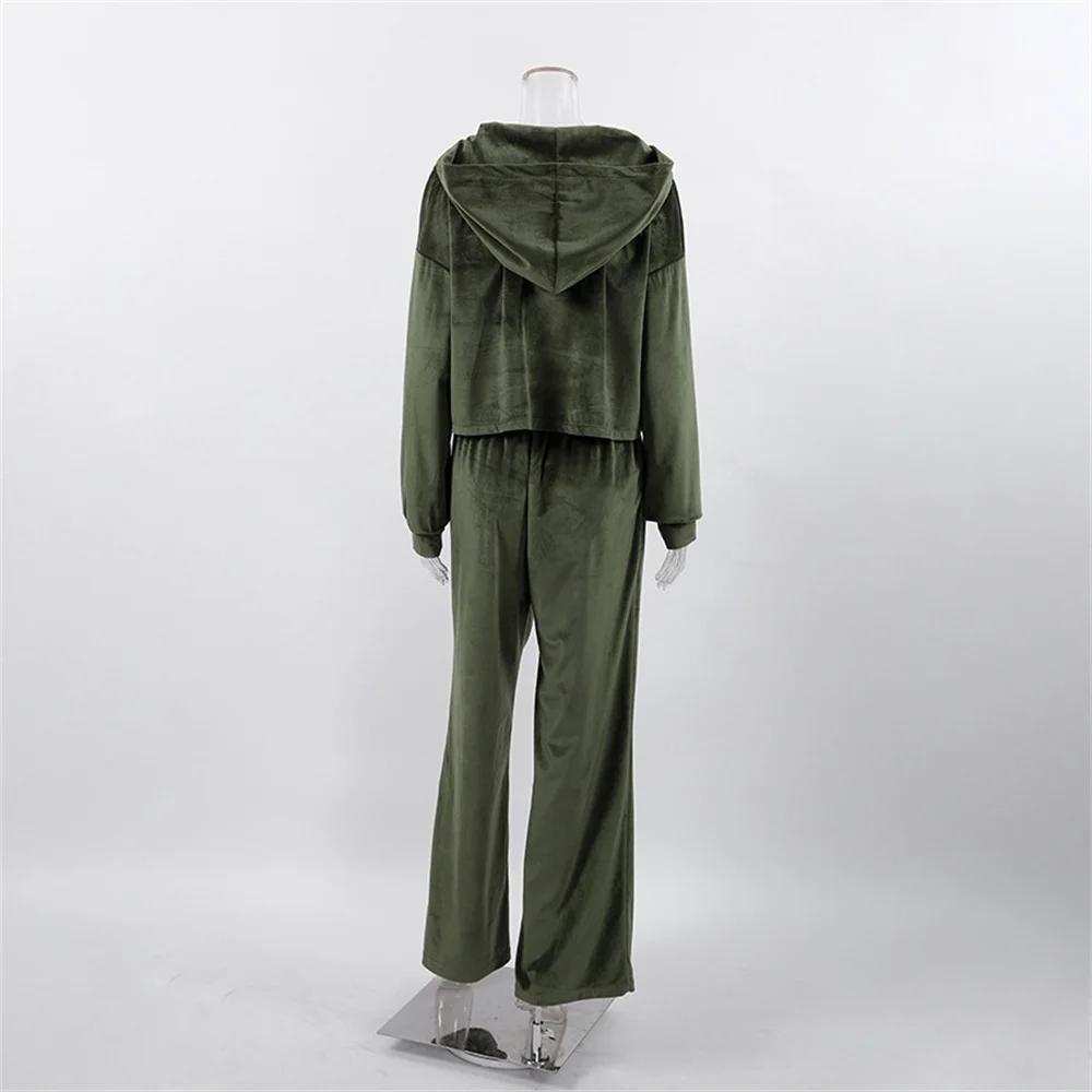 Женские бархатные толстовки на молнии и широкие брюки комплект из 2 предметов