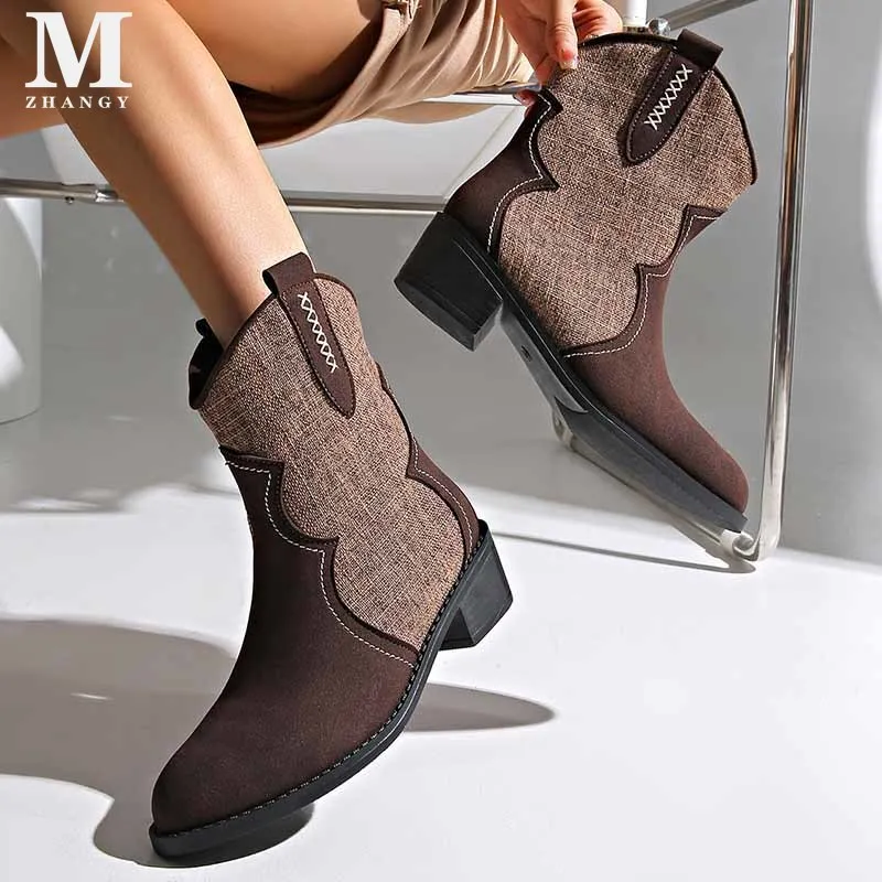 Женские замшевые ботильоны на массивном каблуке Элегантная Модная прогулочная