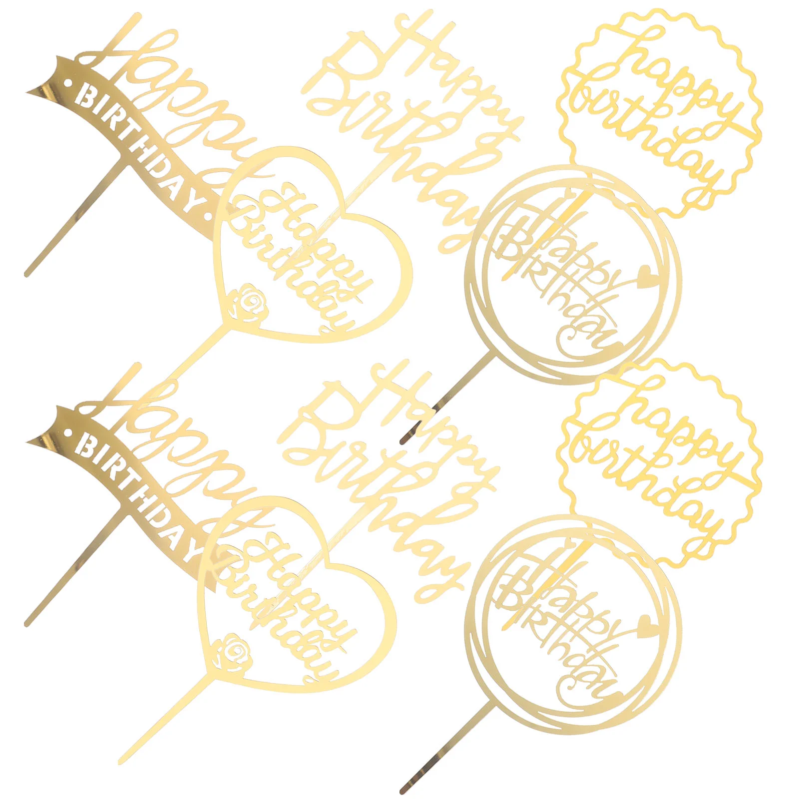

10pcs Acrylic Cake Inserts Happy Birthday English Words Cake Insertion Topper