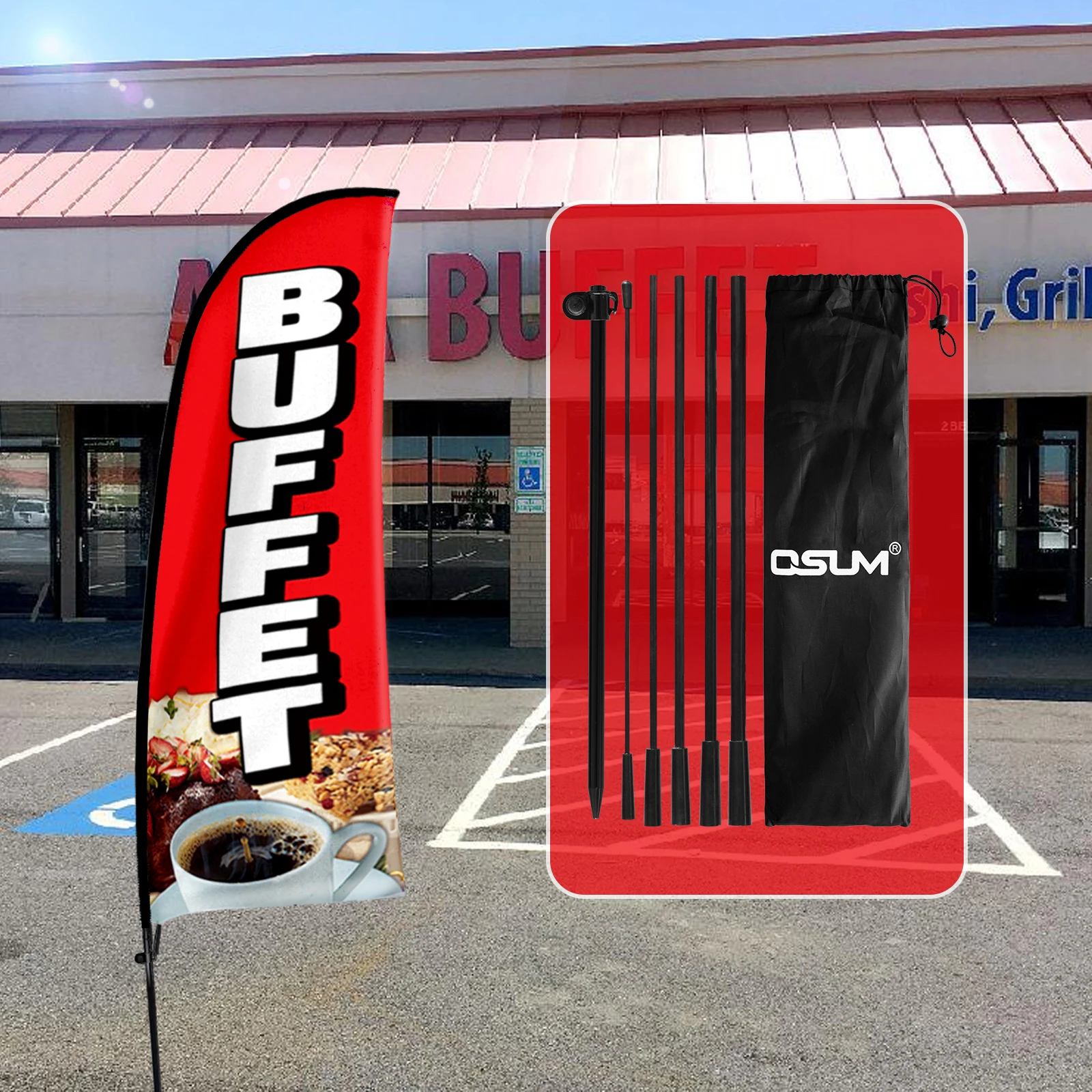 FSFLAG 1 шт. 210 см пляжный флаг для буфета с флагштоком рекламная акция наружный