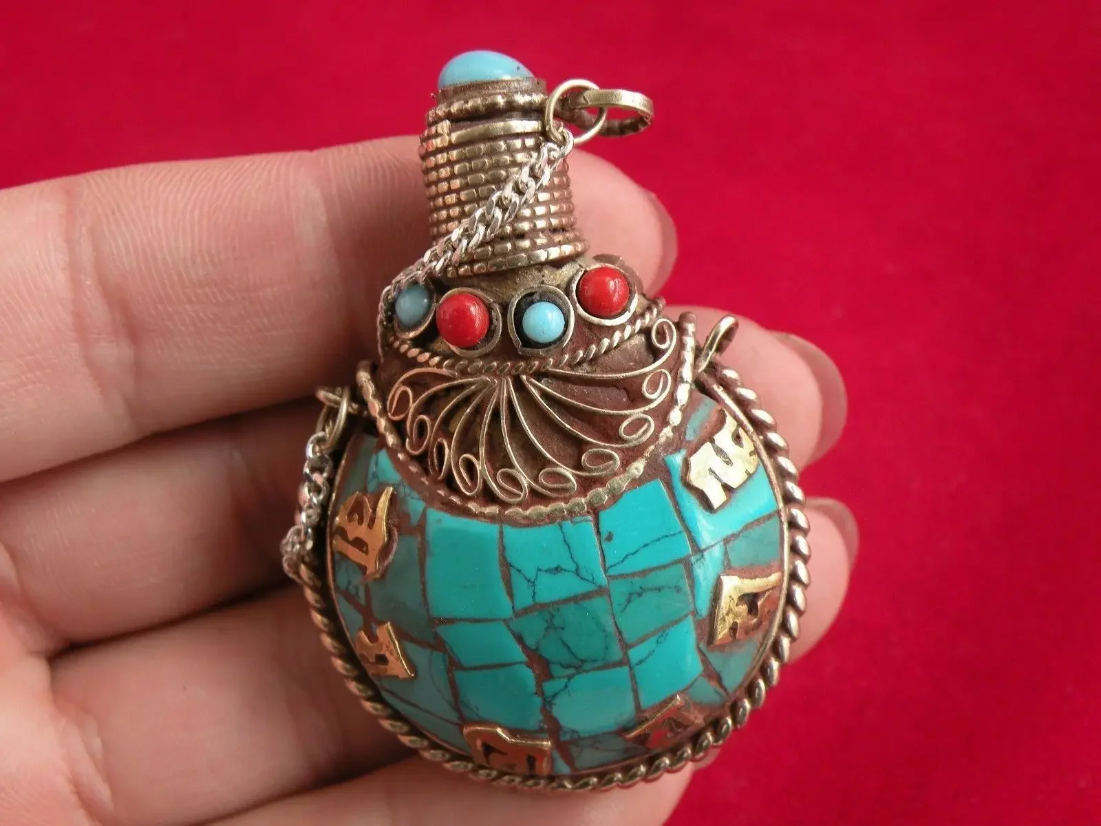 Китайская старая в тибетском бирюзовом мини-бутылке для табака