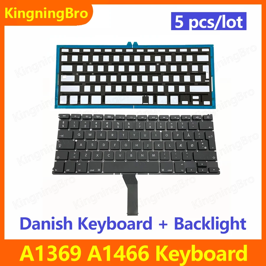 

5 шт./лот новая сменная клавиатура + Подсветка для Macbook Air 13 дюймов A1369 A1466 Дания Датская клавиатура 2011-2017 года