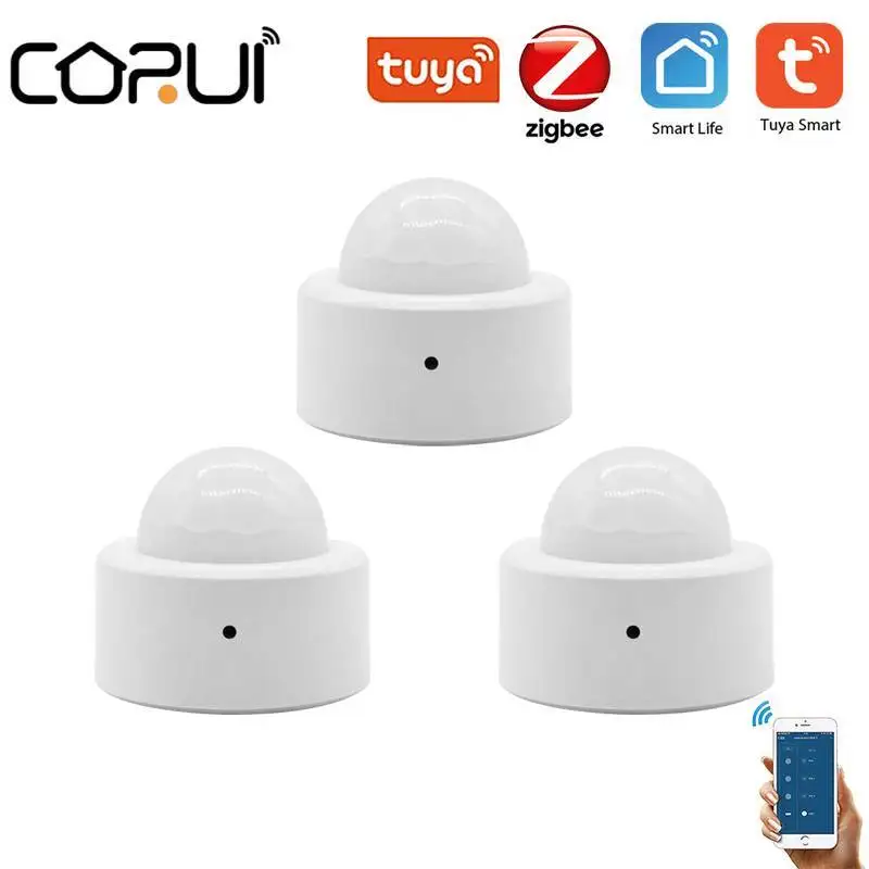 

Беспроводной инфракрасный датчик движения CORUI Mini Zigbee, детектор безопасности с управлением через приложение, Alexa Google Home