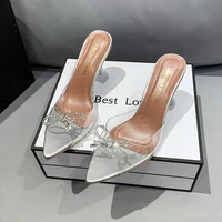 transparent pvc sandals women pointed clear crystal cup high heel stilettos sexy pumps summer shoes peep toe women pumps size 43