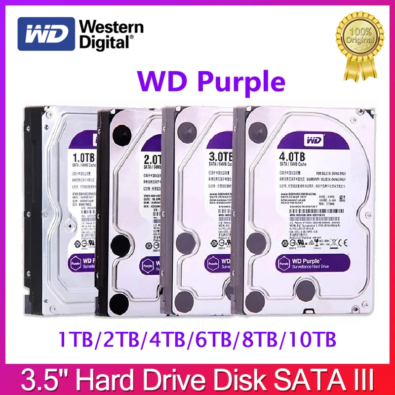 

Western Digital WD Purple 1T 2T 4T 6T 8TB 10TB 3.5" Hard Drive Surveillance HDD SATA 6.0Gb/s Disk for cctv Camera AHD DVR