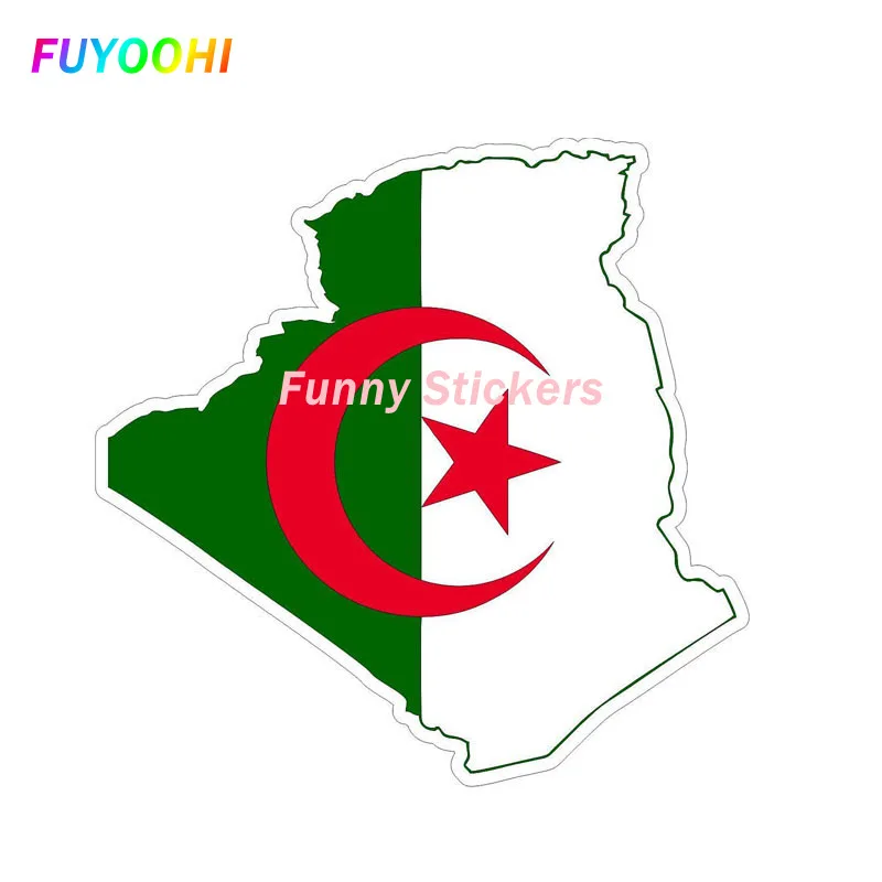 

FUYOOHI Play Stickers Personality Creative PVC Car Sticker Algeria Flag Map Body Waterproof Sunscreen Anti-UV Reflective Decal