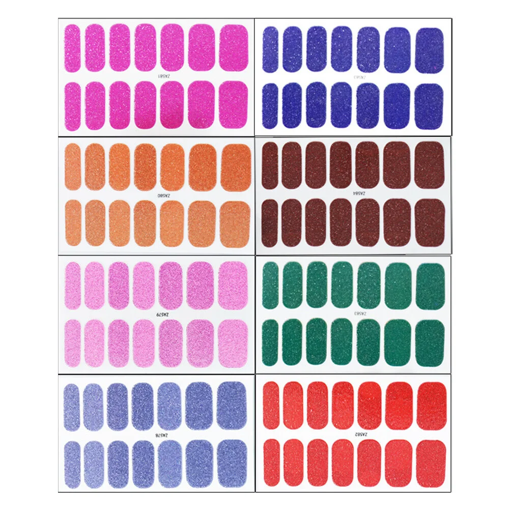 

8 Sheets Self-adhesive Nail Strips Women Nails Fashion Full Wrap Nail Stickers