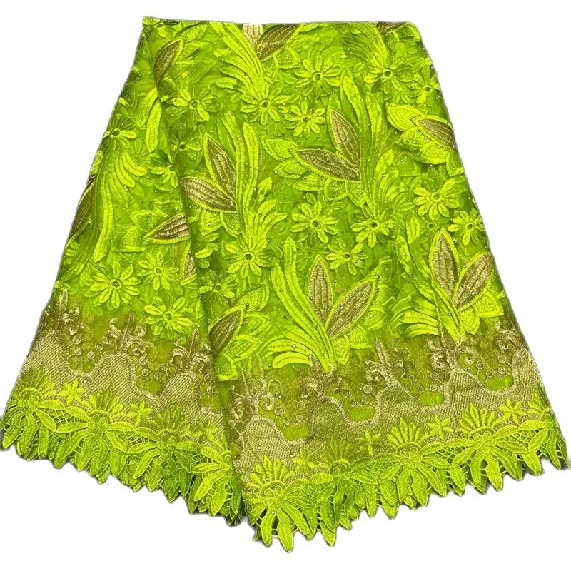 

African Lace Fabric High Quality French Net Lace Embroidery Tulle Mateiral For Wedding Dress 5 Yards