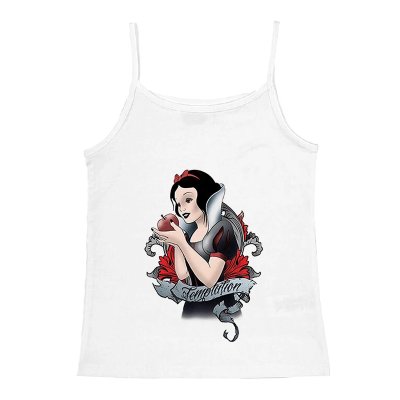 Disney Princess Y2k Print Tank Top New Women's Punk Crop Vintage Cool Girl Gothic Sexy Corset Grunge Suspenders Emo
