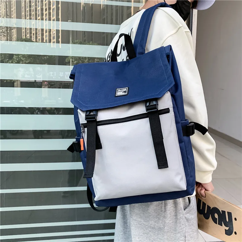 

Laptop Backpack Nylon Men's Backpacks Classic Backpack Large Capacity Waterproof Casual School Women's Backpack Blue&grey