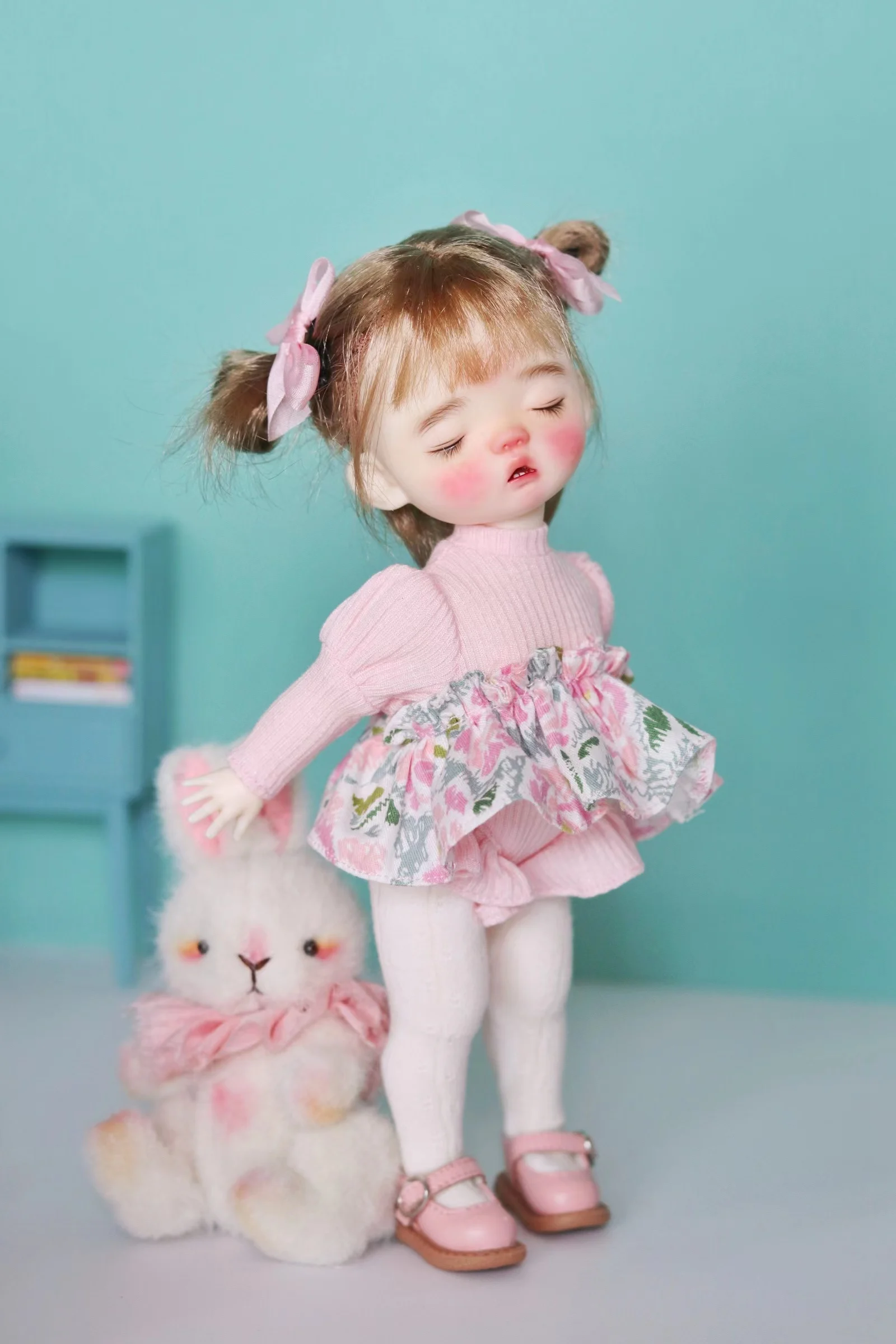 Warm mint bjd6 points small 6 pointsclothes spring rain flower one-pieces clothes