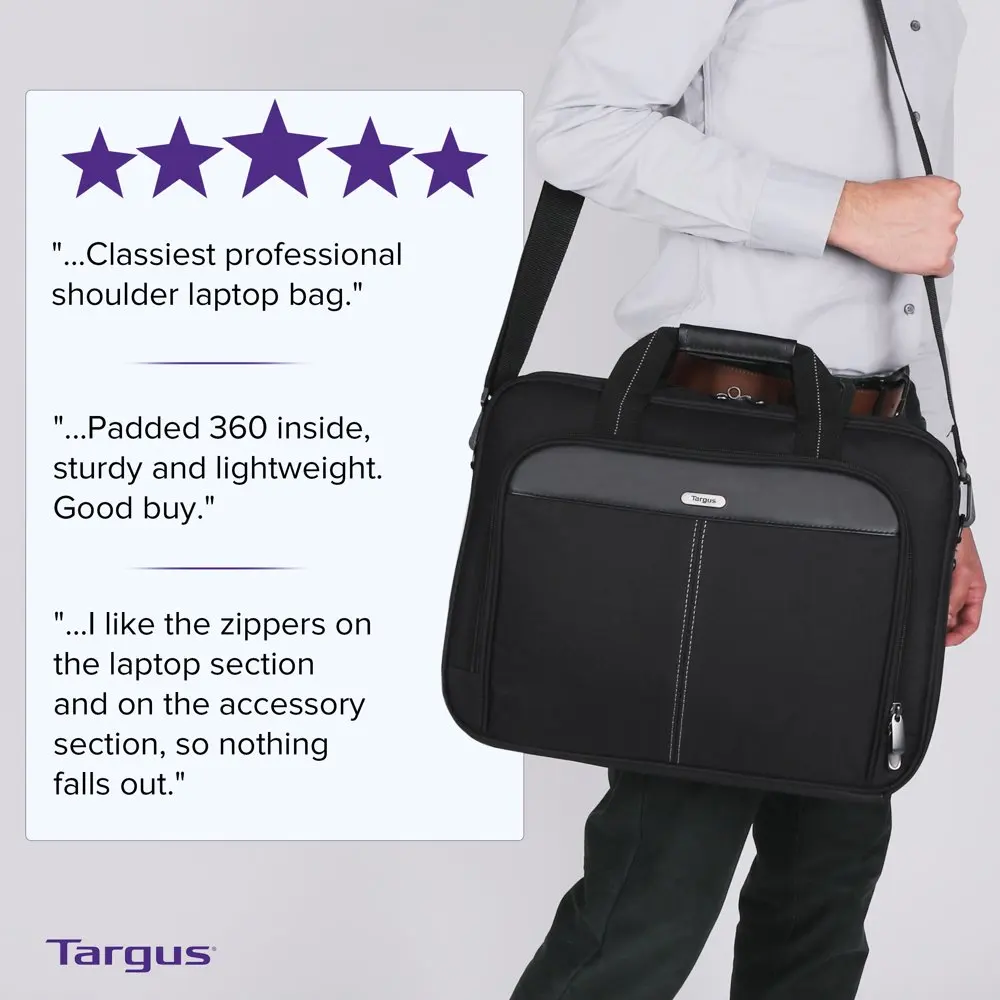 Classic Slim Laptop Briefcase Black Polyester TCT027US