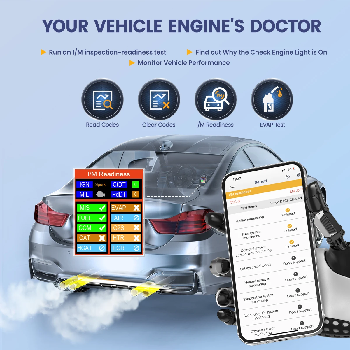 Автомобильный сканер Ancel BD310 Bluetooth OBD2 3 в 1 устройство для чтения кодов OBD бортовой