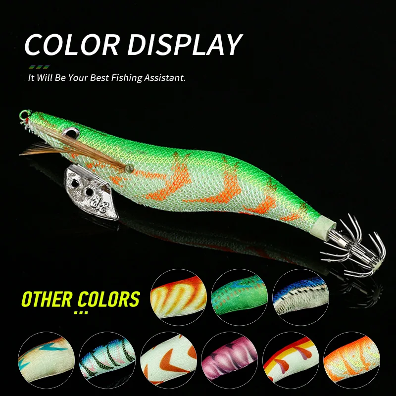 Ardea Artificial Wood Shrimps Lures 1Pcs  2.5# 3.0# 3.5# Umbrella Double Hook Squid Cuttlefish Jig Egi Lure Tackle