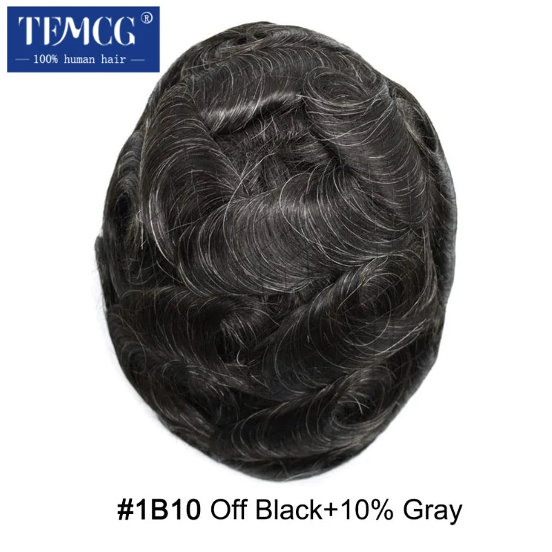 Парик для мужчин с двумя узлами 0 08 мм 100% натуральные волосы