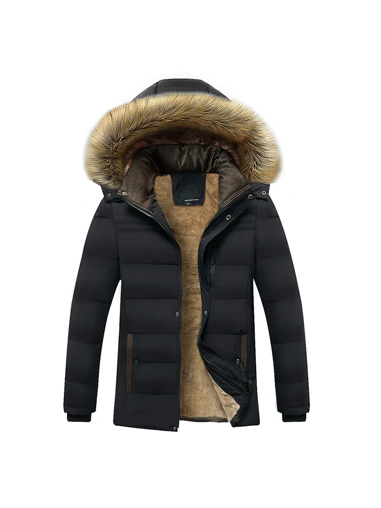 4XL Winter New Warm Thick Fleece Parkas Men Waterproof Hooded Fur Collar Parka Jacket Coat Men Autumn Fashion Casual Parkas Men