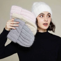 visrover 4 colorway woman winter hat with lurex sequin soft double layers bonnet soft handfeel woman warm skullies wholesales