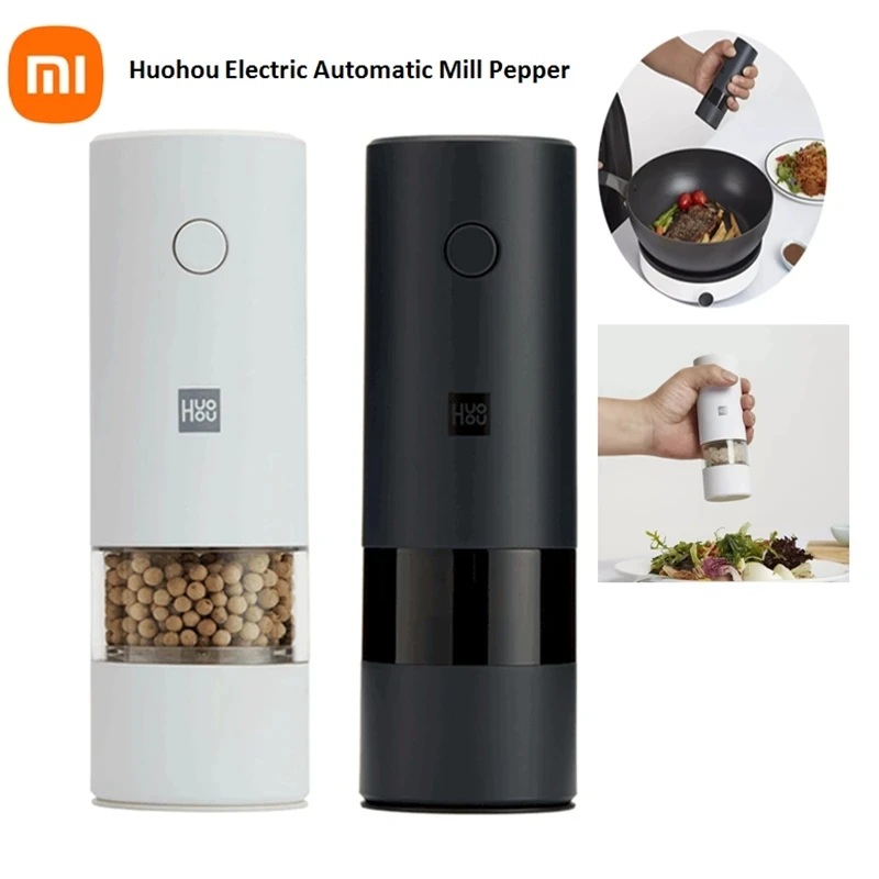 

Xiaomi Youpin Huohou Electric Automatic Mill Pepper And Salt Grinder LED Light 5 Modes Peper Spice Grain Pulverizer For Cooking