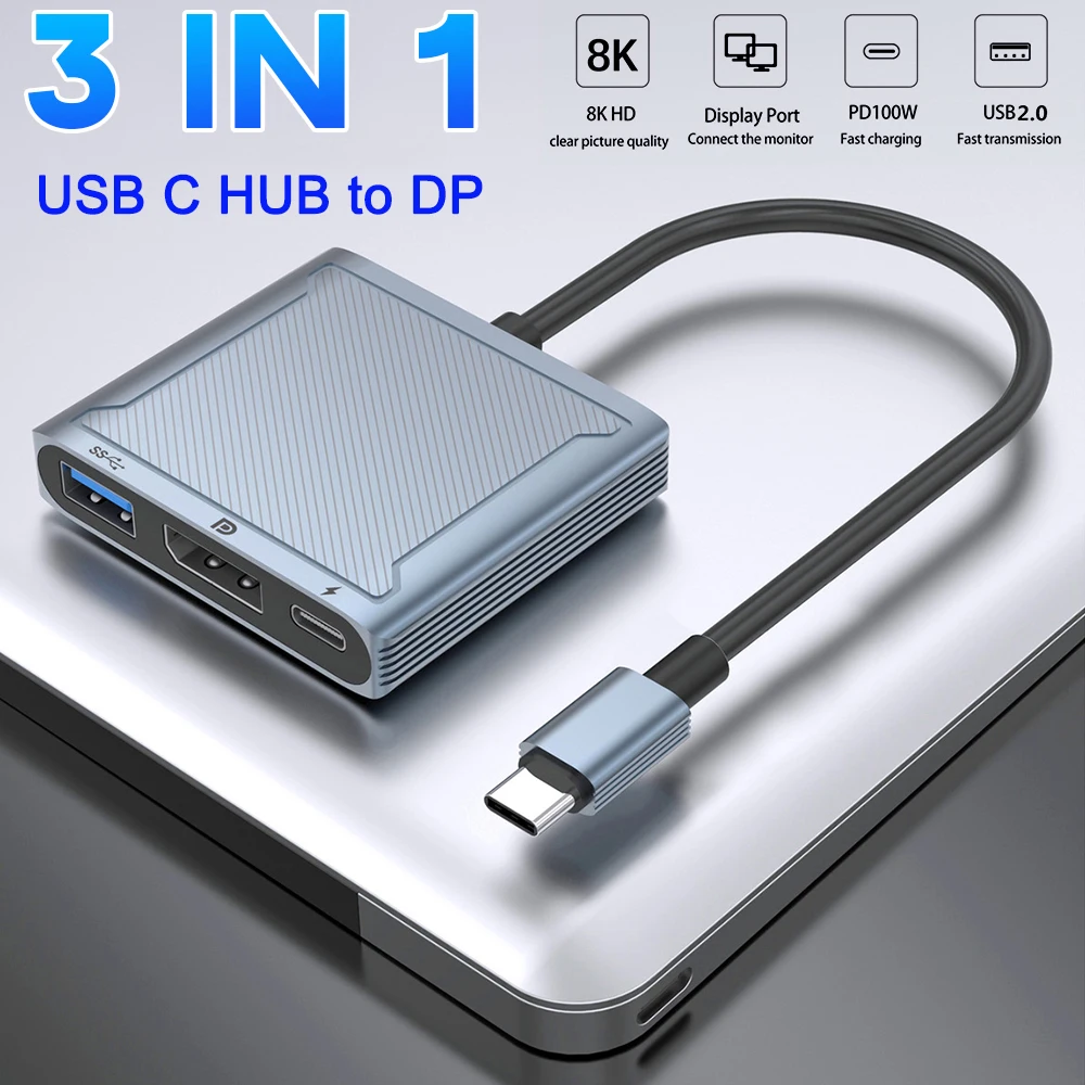 USB-концентратор Displayport DP1.4 с поддержкой макс. 8K @ 30 Гц совместим 4K 60 для Macbook Pro Air Lenovo