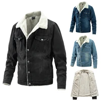 mens jacket slim fit washed lapel thick denim jacket winter trend mens top
